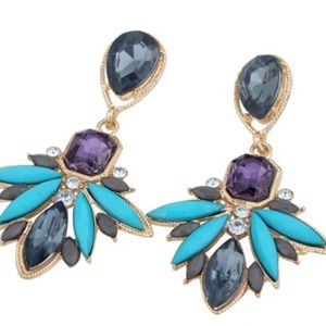 Turquoise Rhinestone Drop Earrings